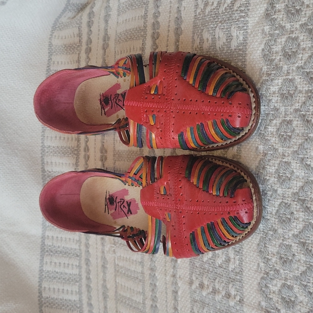 Abstrax made in Brazil leather huaraches rainbow size womens 8